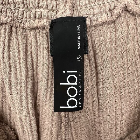 Revolve Bobi Los Angeles Sz Small Gauze Wide Leg Pants Mauve Tan 100% Cotton - Picture 7 of 9